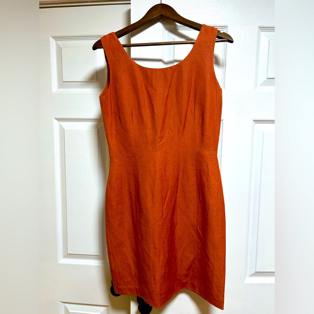 Vintage Monsoon Silk/LinenDress Size 6 (10UK) Burnt Orange
